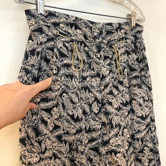 Free People Banana Leaf Tropical Paperbag Wide Leg Drawstring Baloon Pants M - Picture 3 of 11